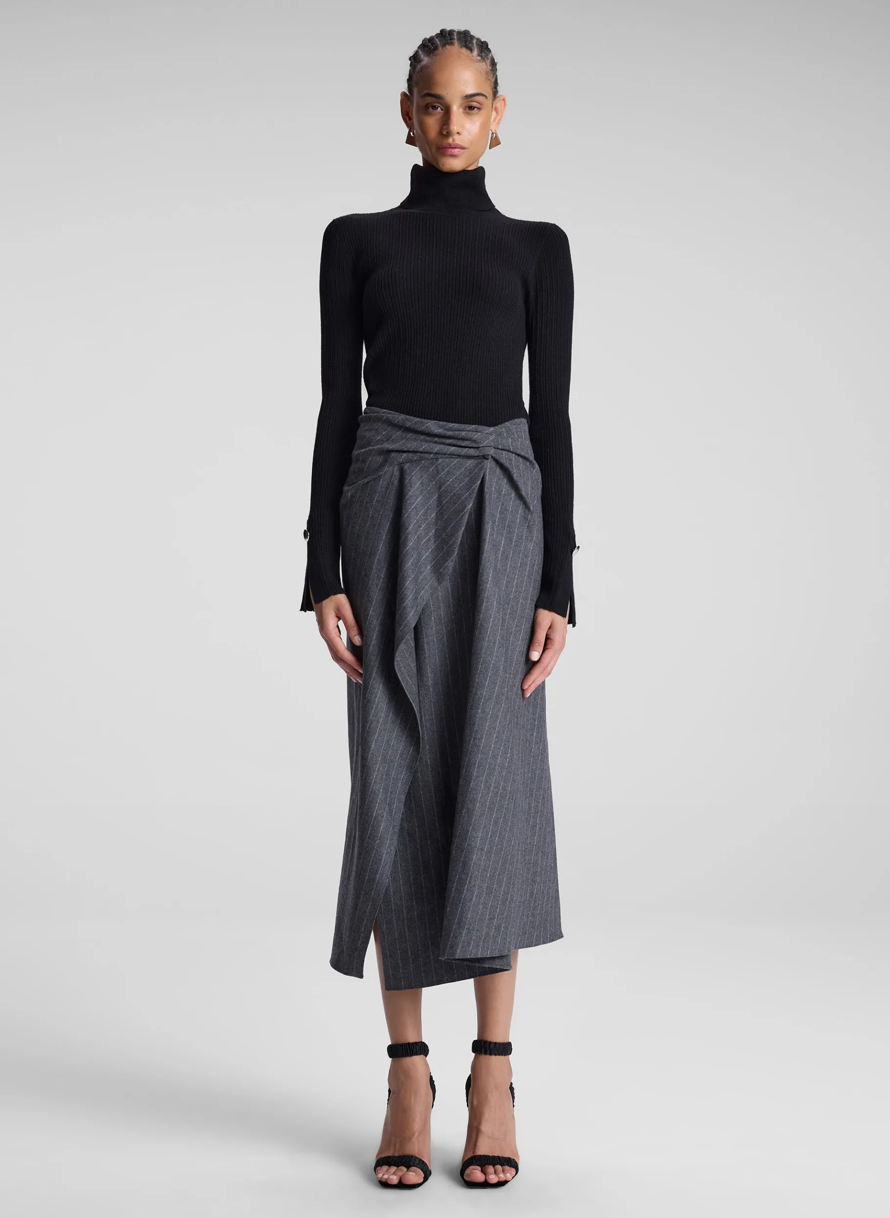 Women A.L.C. Bottoms | Skirts^Clara Wool Cashmere Pinstripe Midi Skirt