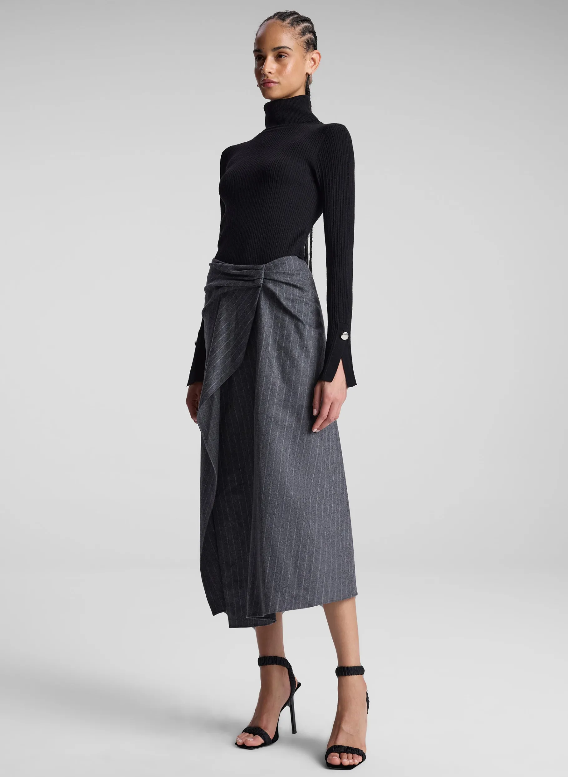Women A.L.C. Bottoms | Skirts^Clara Wool Cashmere Pinstripe Midi Skirt