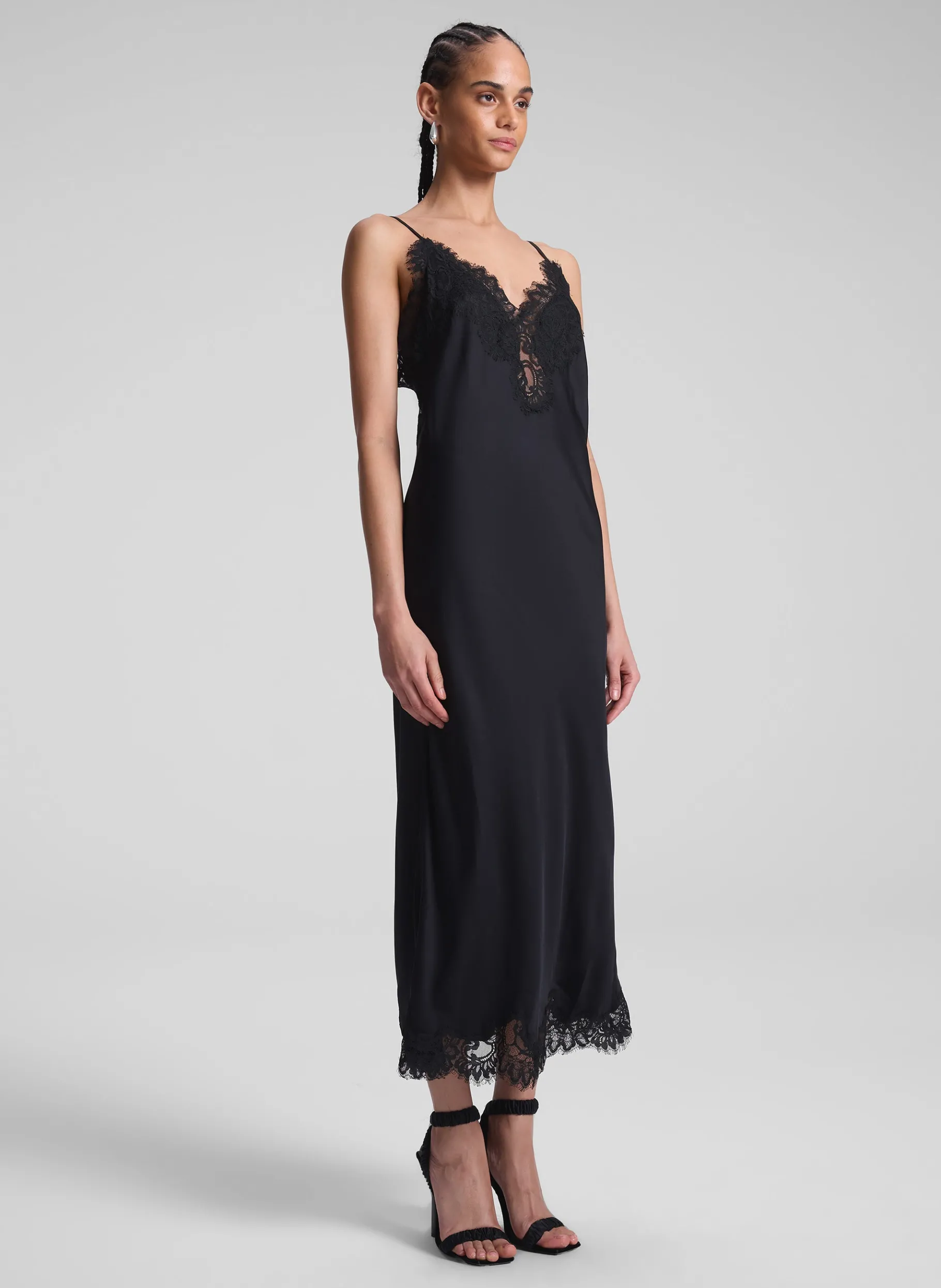 Women A.L.C. Dresses^Lennon Satin And Lace Midi Dress