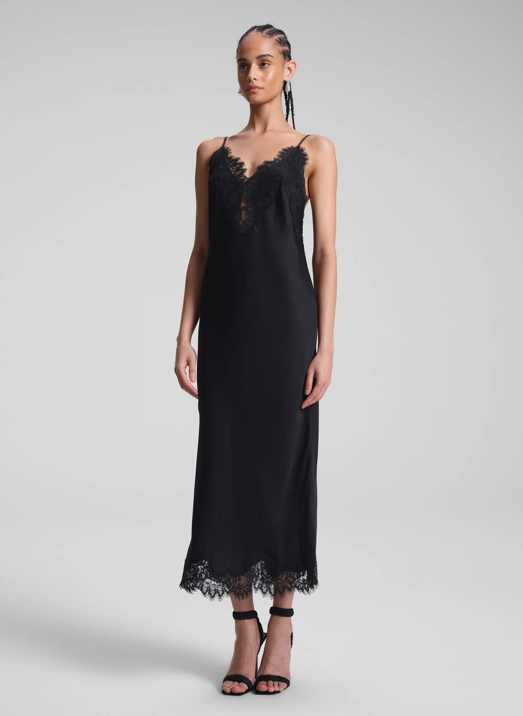 Women A.L.C. Dresses^Lennon Satin And Lace Midi Dress