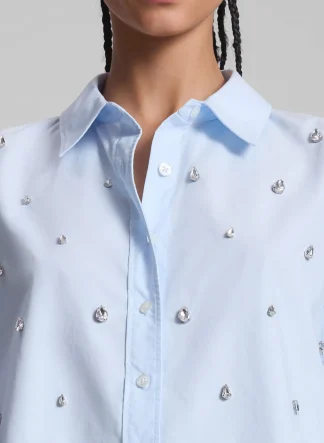 Women A.L.C. Tops^Mackie Embellished Cropped Cotton Shirt