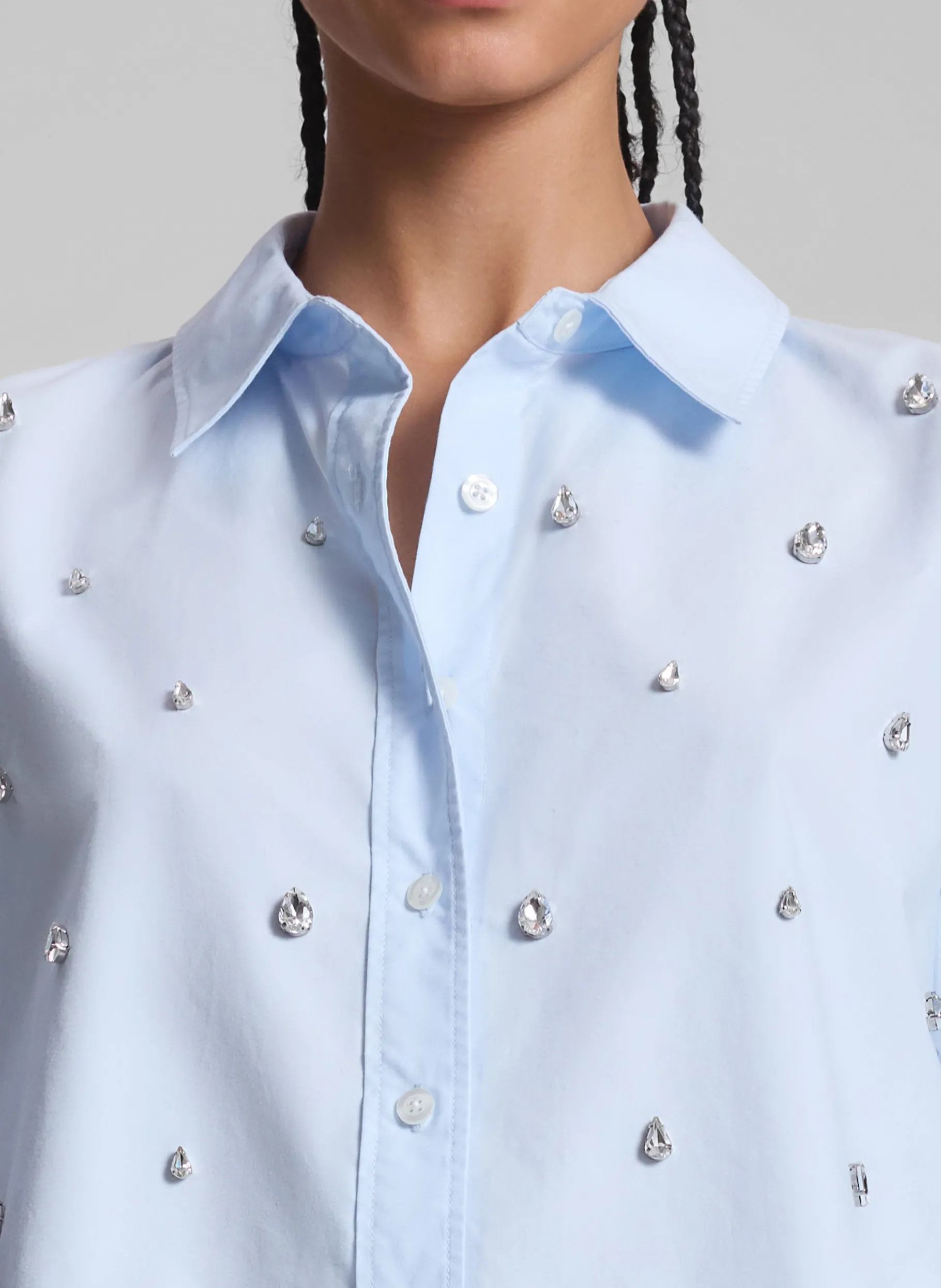 Women A.L.C. Tops^Mackie Embellished Cropped Cotton Shirt