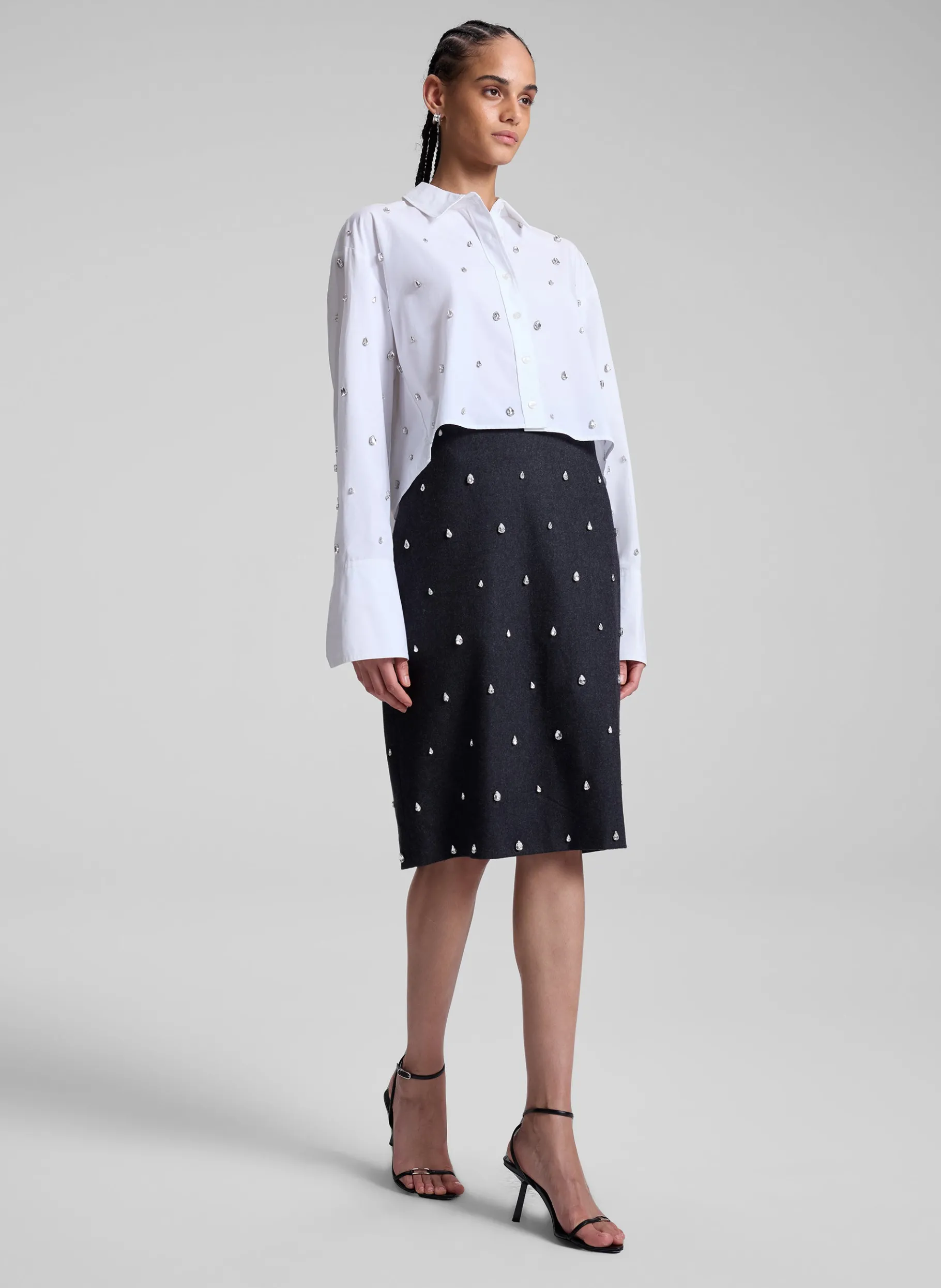 Women A.L.C. Tops^Mackie Embellished Cropped Cotton Shirt