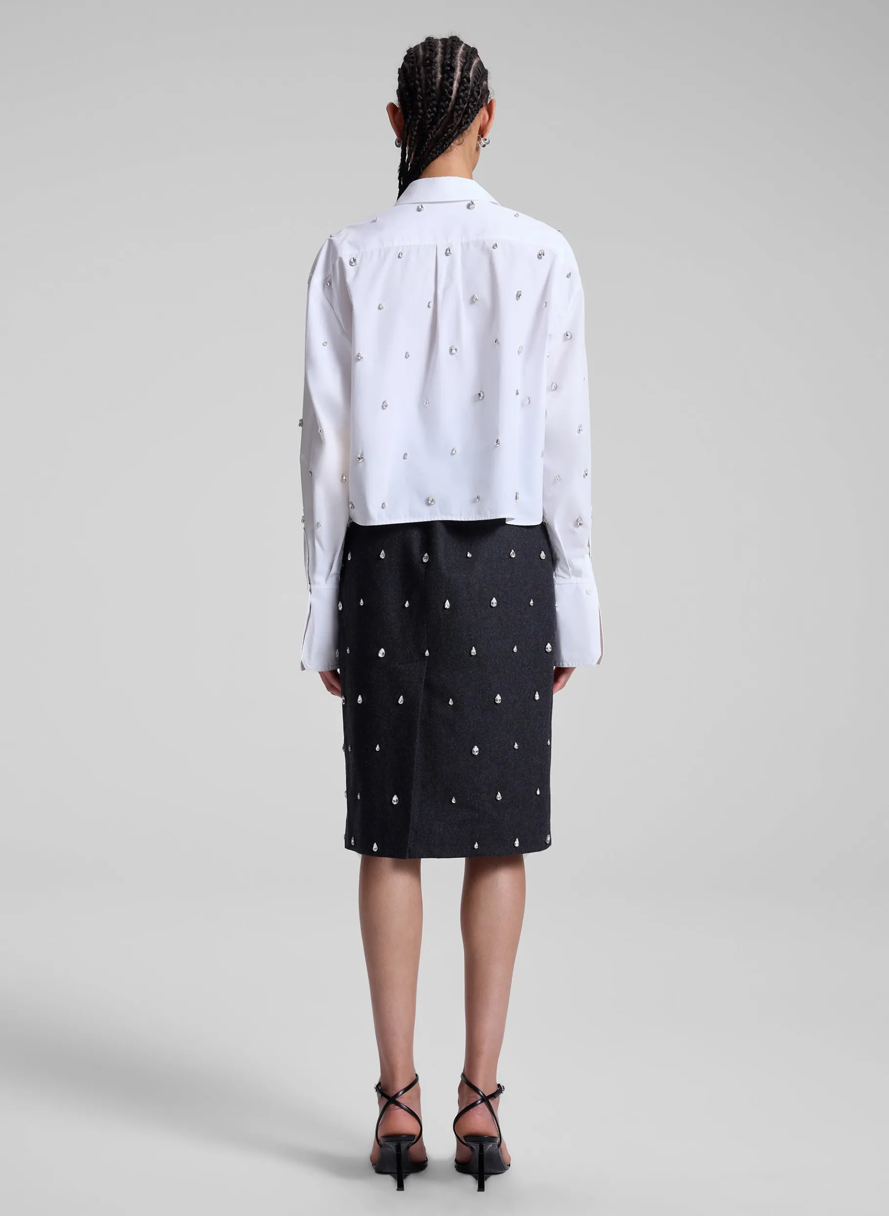 Women A.L.C. Tops^Mackie Embellished Cropped Cotton Shirt