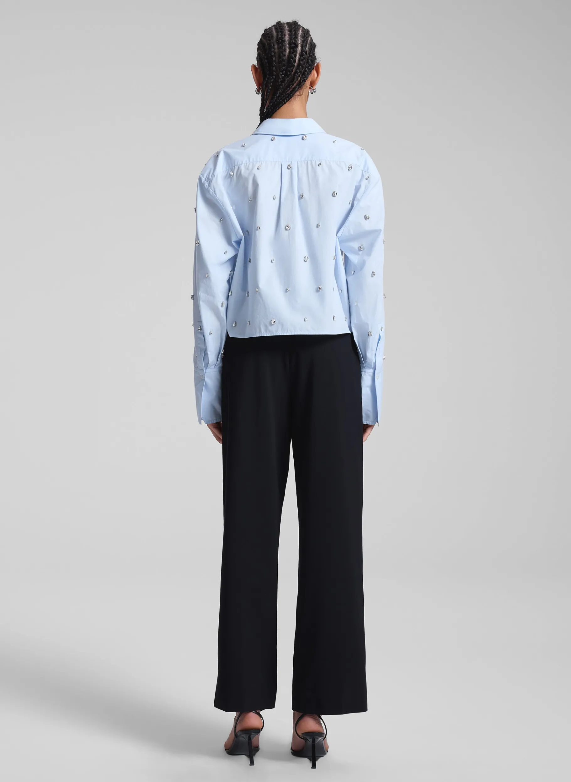 Women A.L.C. Tops^Mackie Embellished Cropped Cotton Shirt