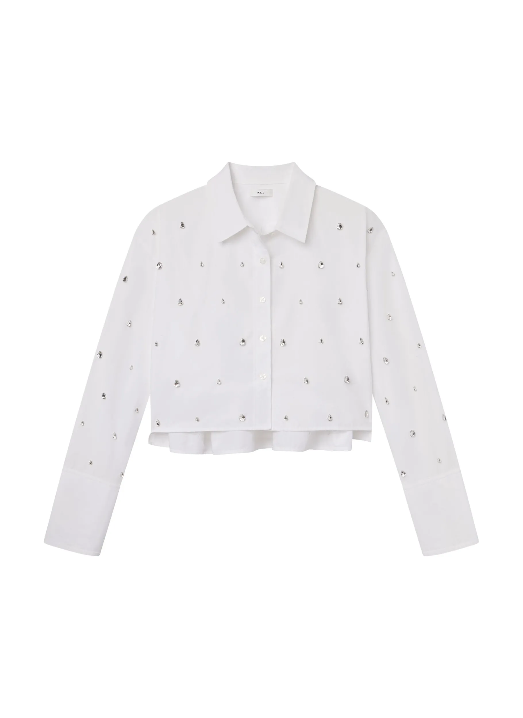 Women A.L.C. Tops^Mackie Embellished Cropped Cotton Shirt