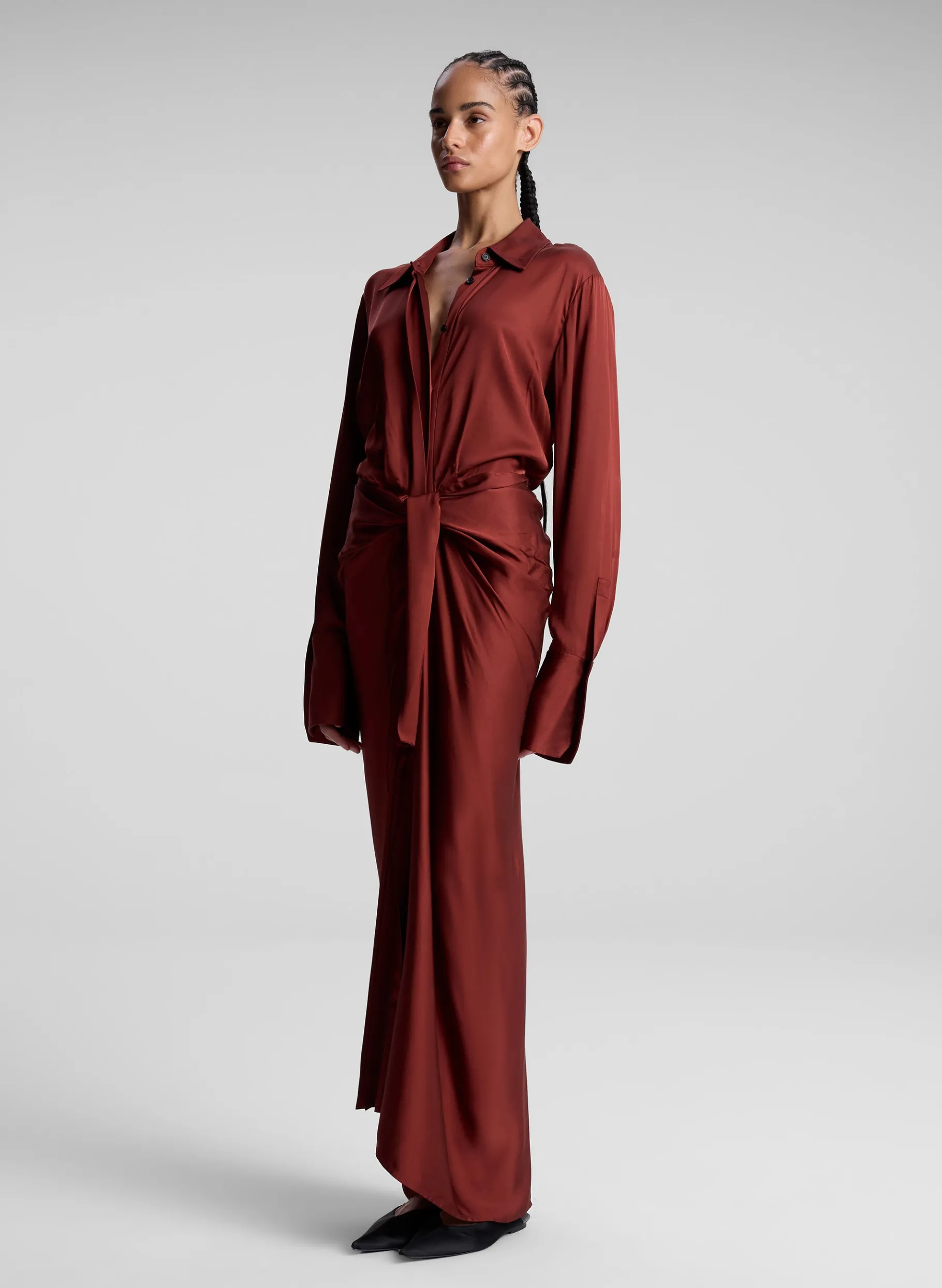 Women A.L.C. Dresses^Mila Satin Maxi Shirtdress