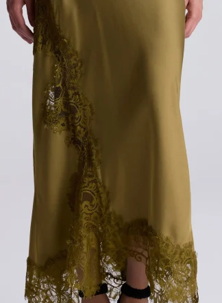 Women A.L.C. Bottoms | Skirts^Olivia Satin And Lace Midi Skirt