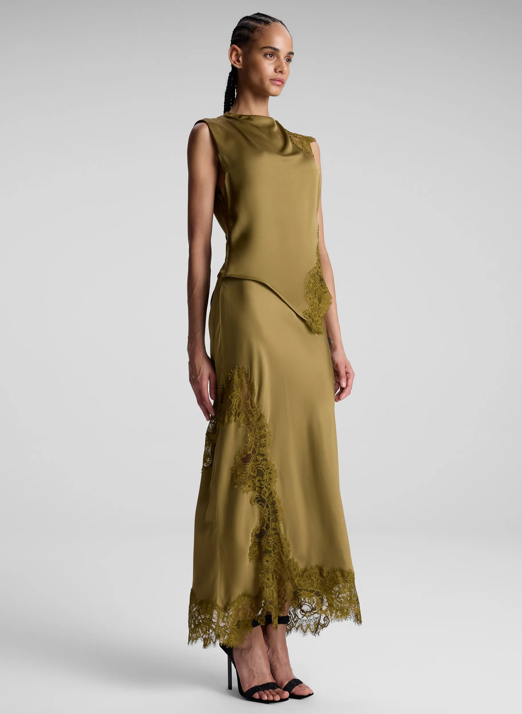 Women A.L.C. Bottoms | Skirts^Olivia Satin And Lace Midi Skirt