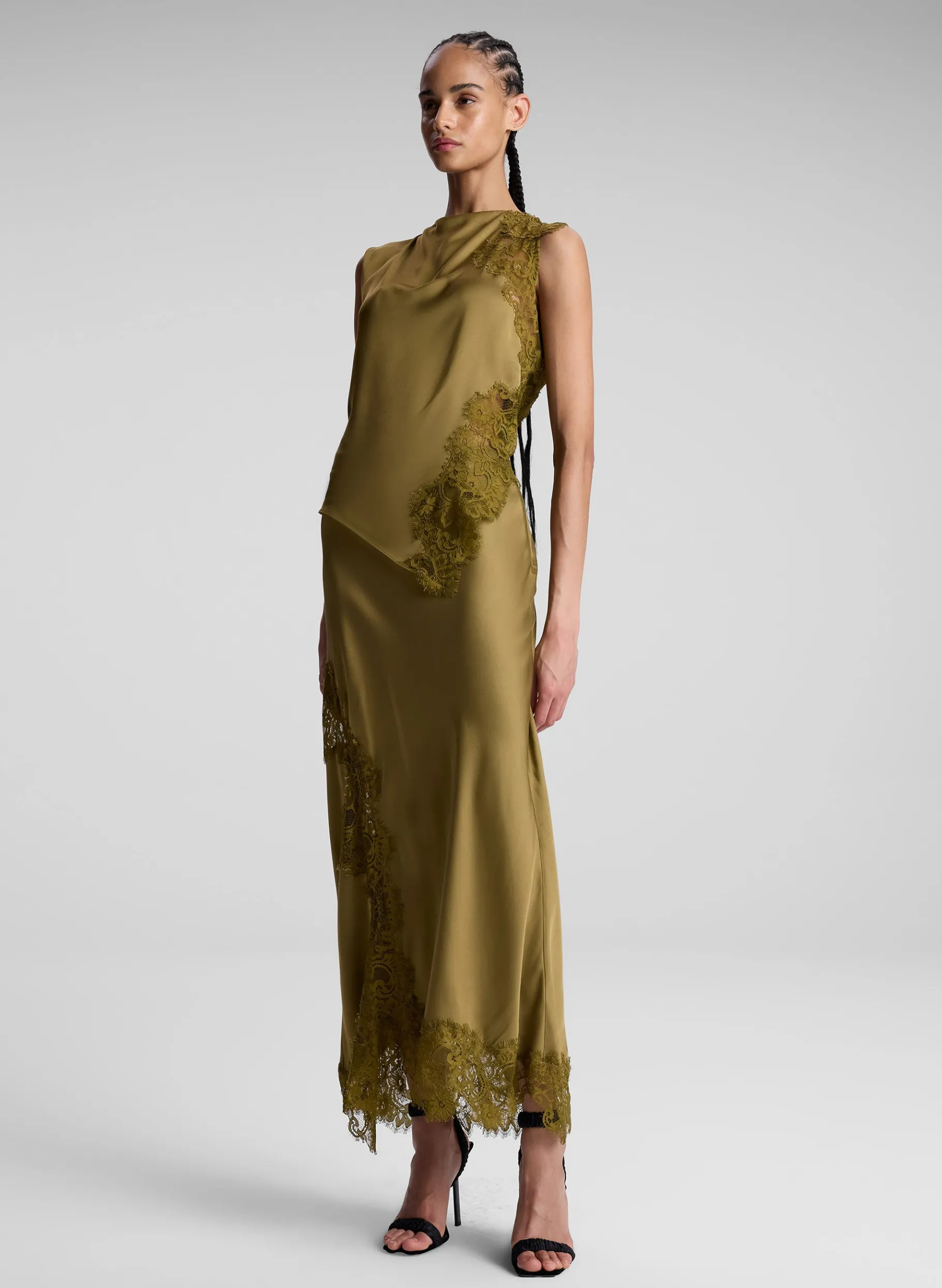 Women A.L.C. Bottoms | Skirts^Olivia Satin And Lace Midi Skirt