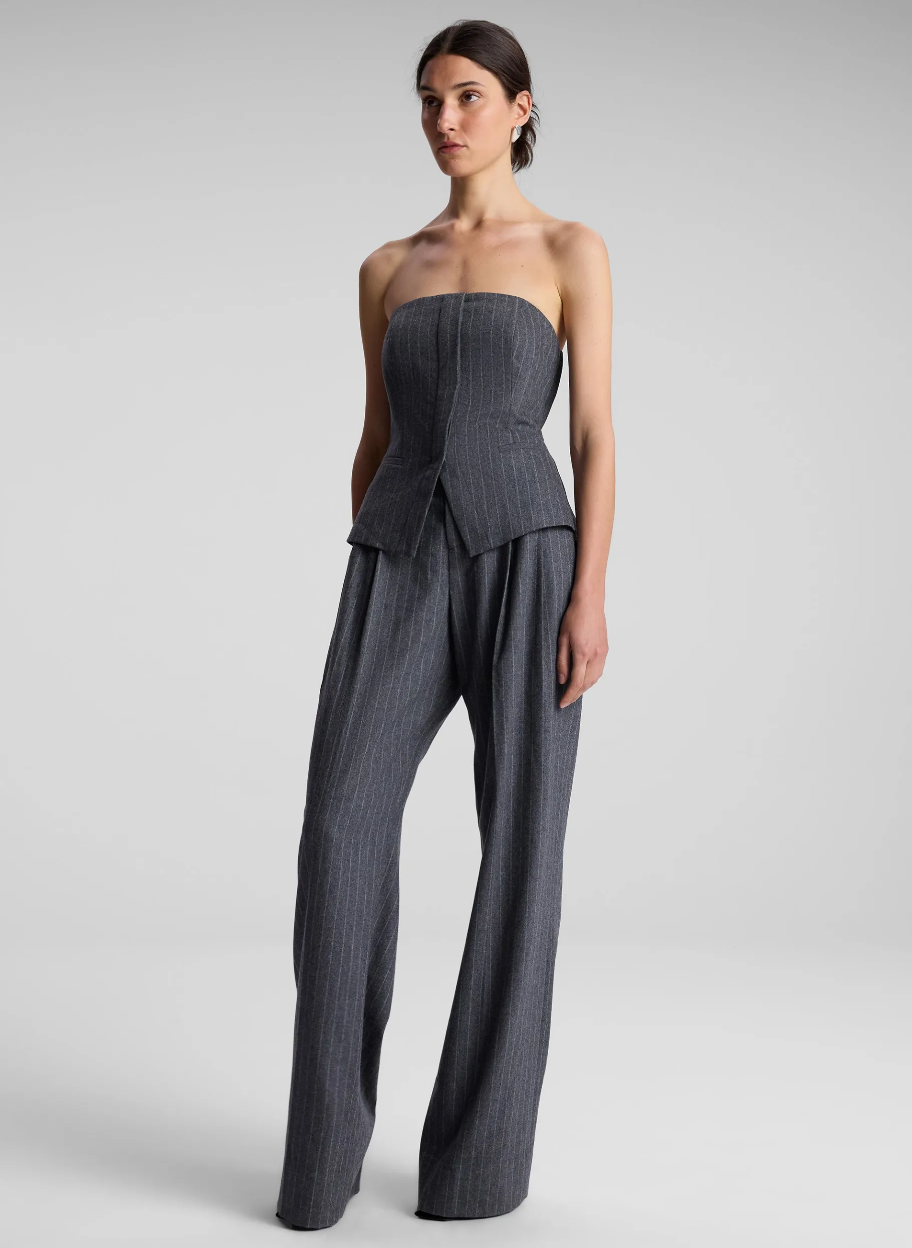Women A.L.C. Tops | Suits^Renee Strapless Wool Cashmere Pinstripe Top