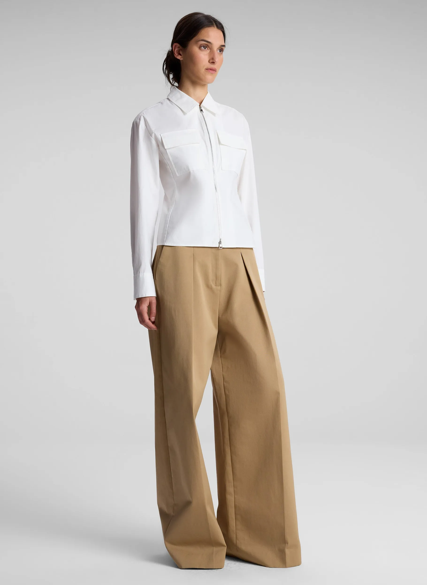 Women A.L.C. Tops^Sage Cotton Zip Top