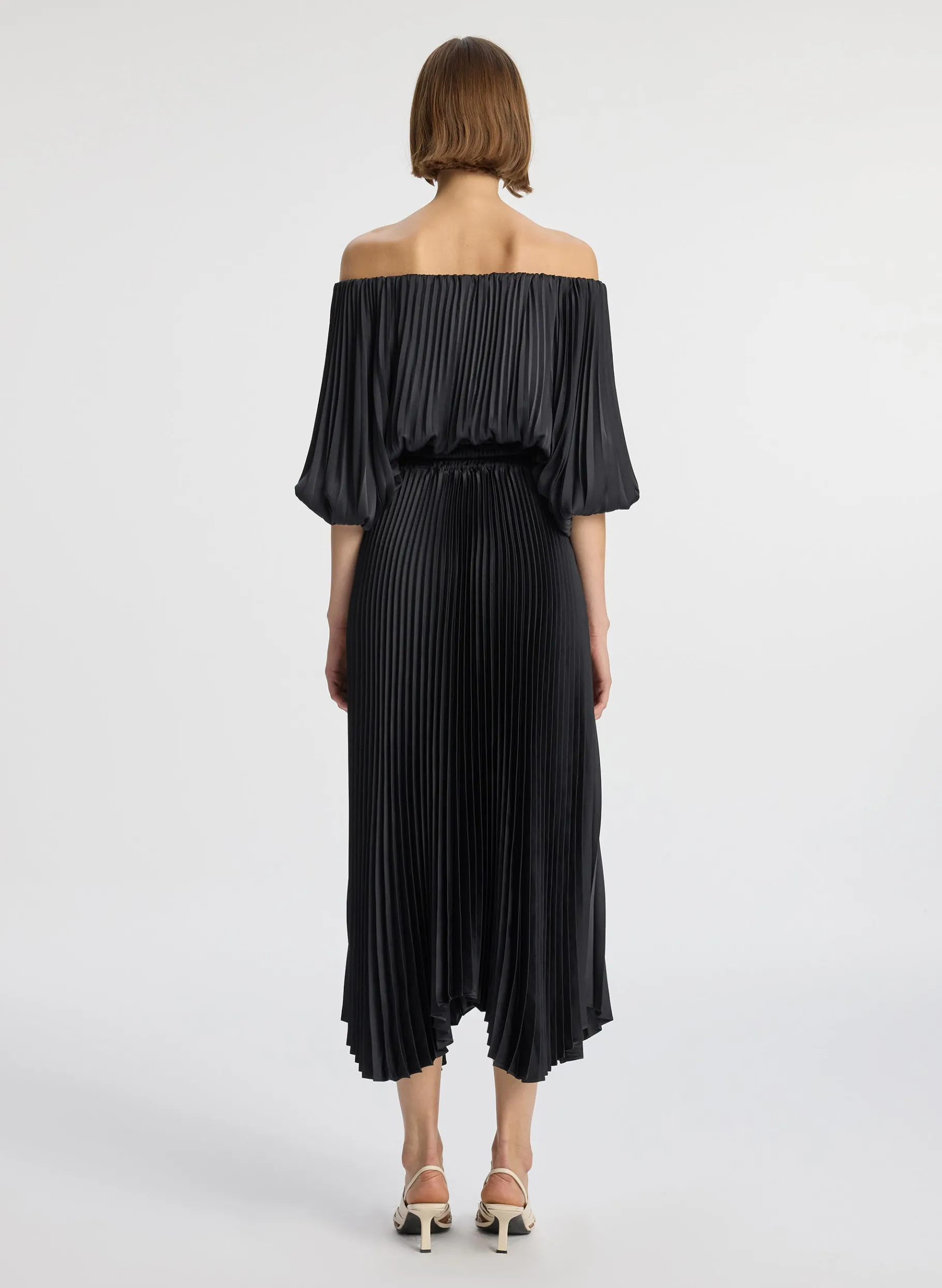 Women A.L.C. Dresses^Sienna Satin Pleated Off Shoulder Dress