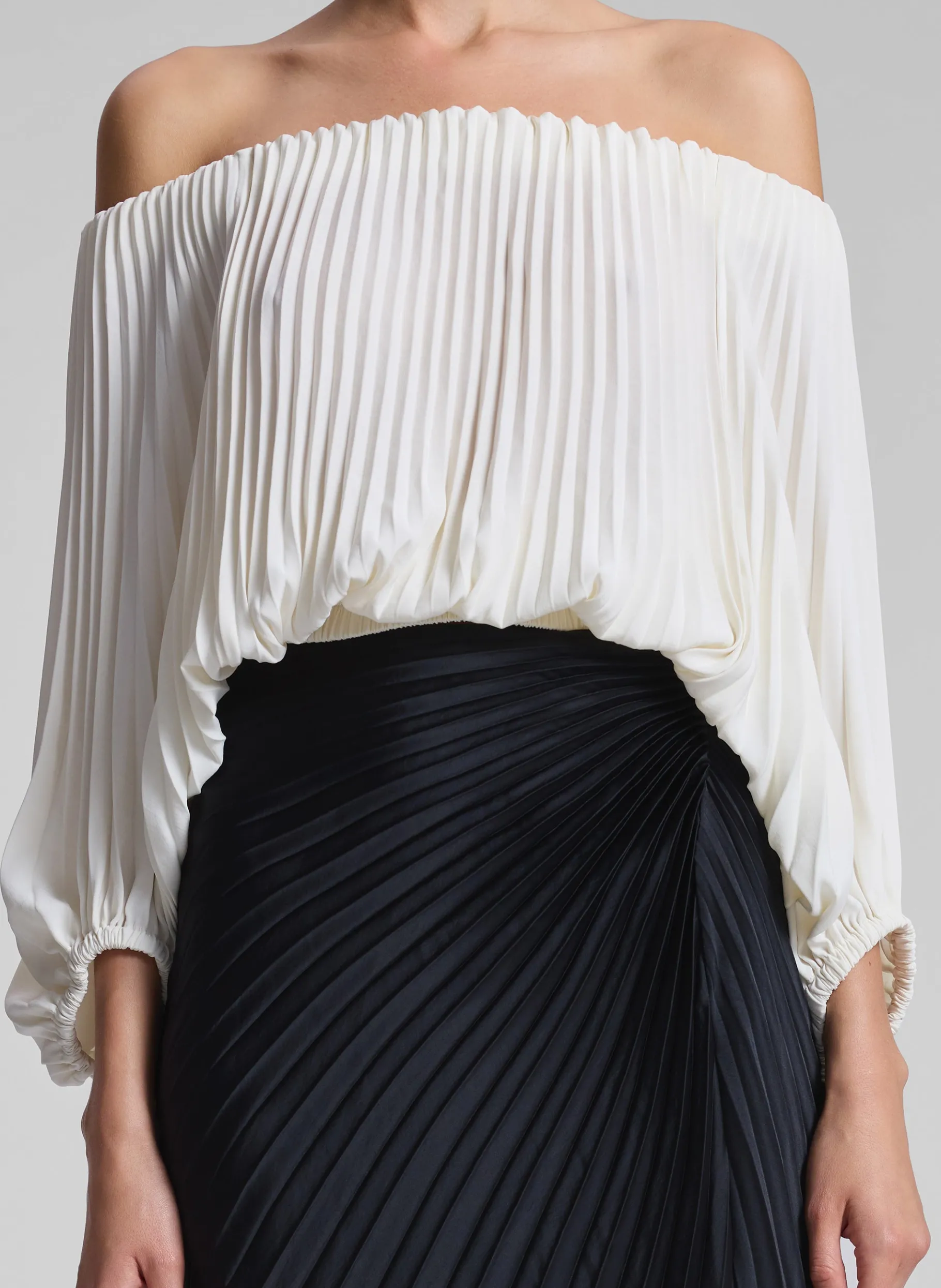 Women A.L.C. Tops^Sienna Satin Pleated Off Shoulder Top