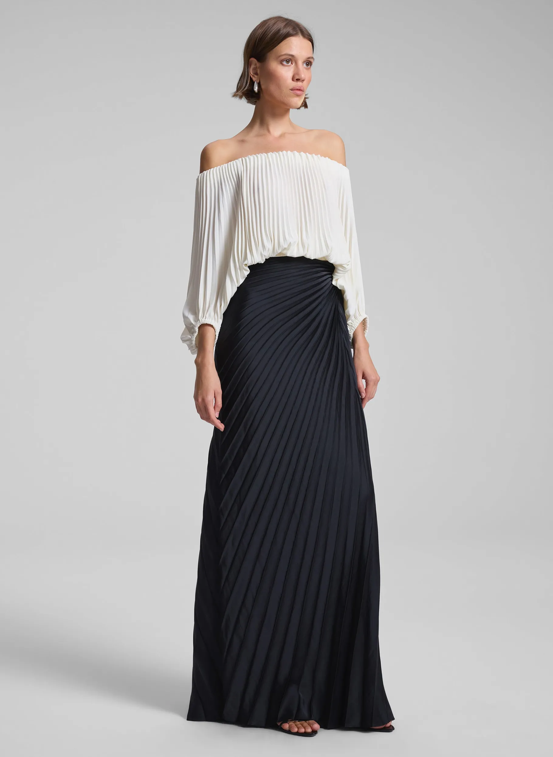 Women A.L.C. Tops^Sienna Satin Pleated Off Shoulder Top