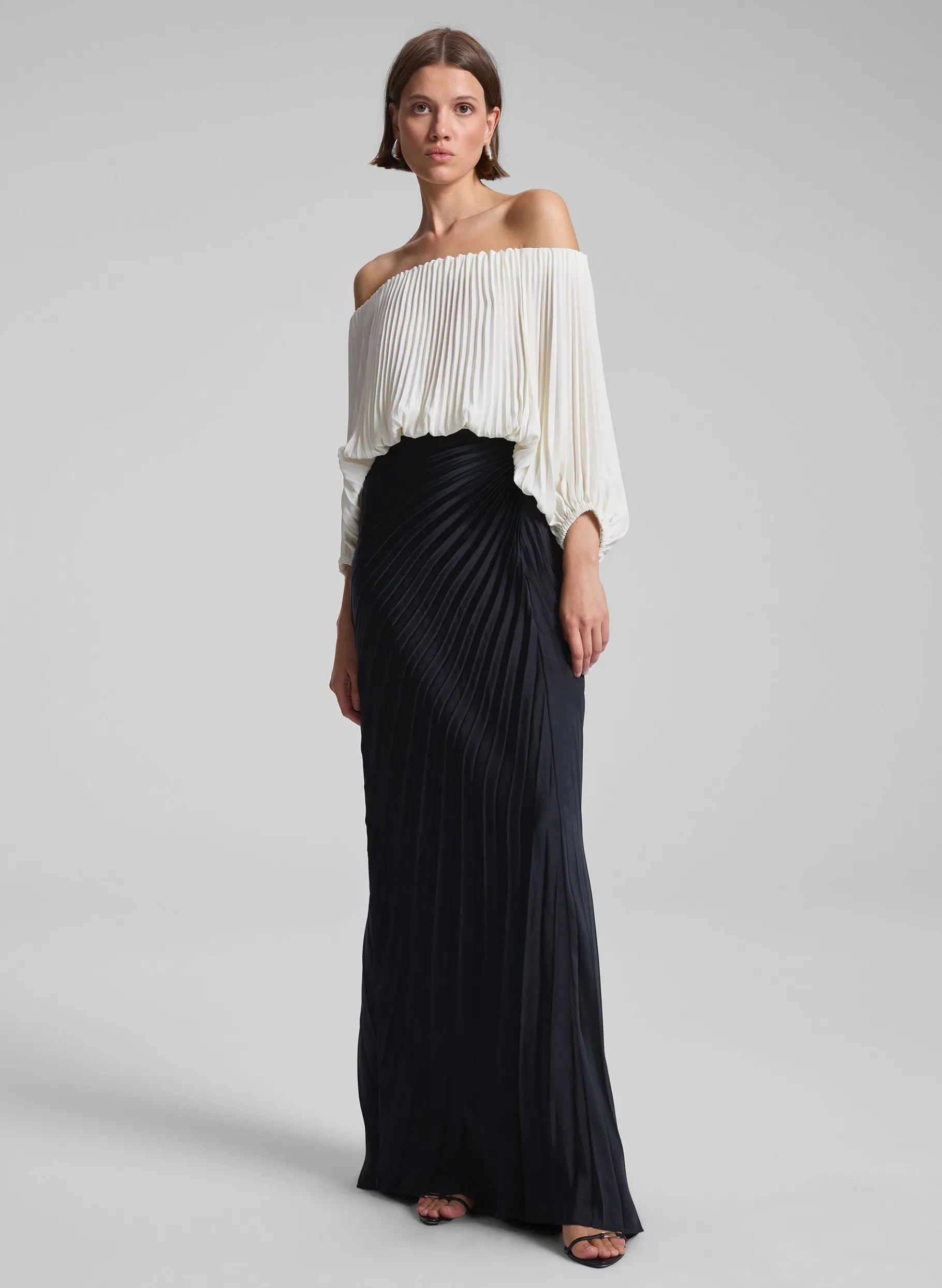 Women A.L.C. Tops^Sienna Satin Pleated Off Shoulder Top