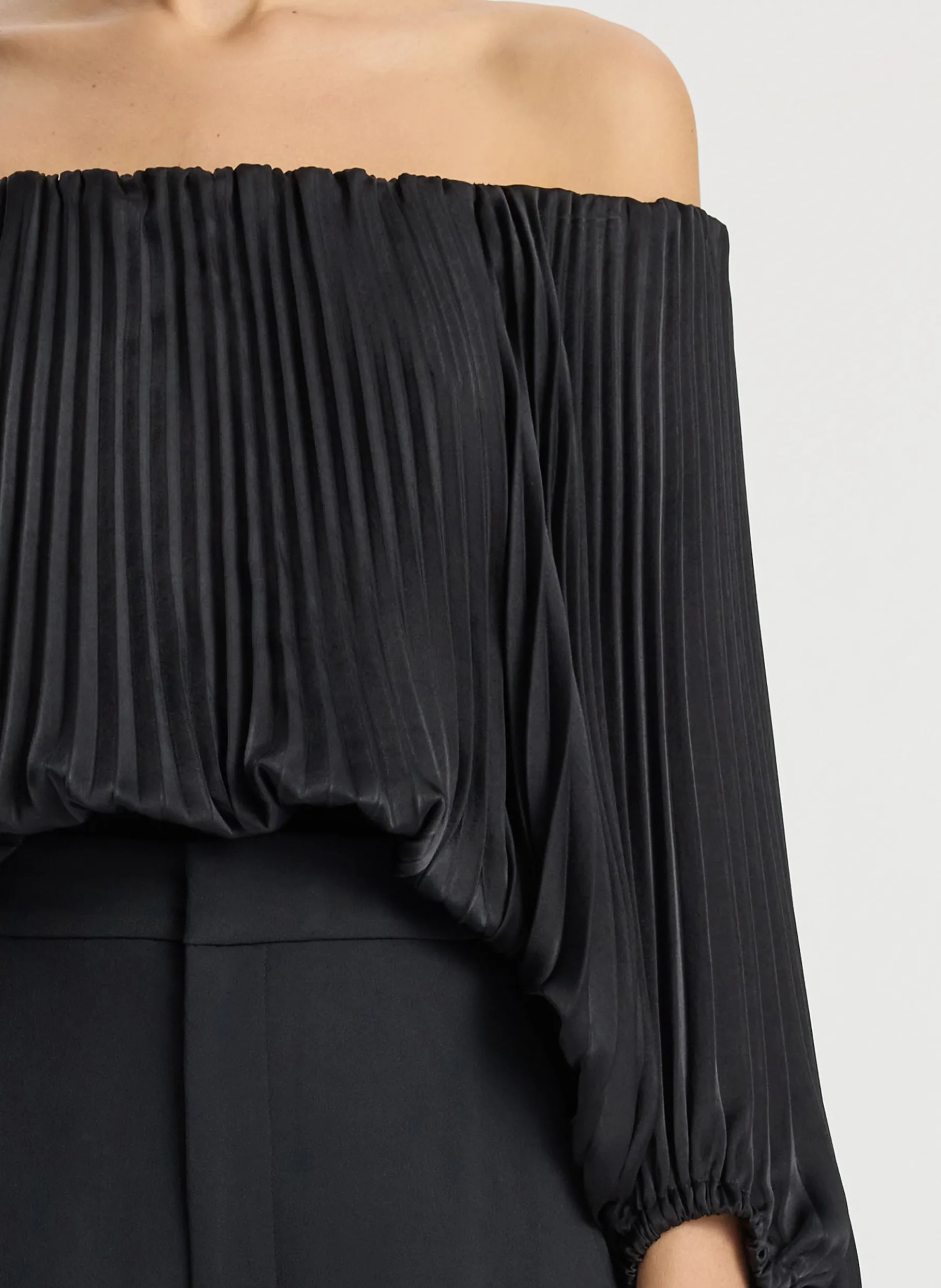 Women A.L.C. Tops^Sienna Satin Pleated Off Shoulder Top