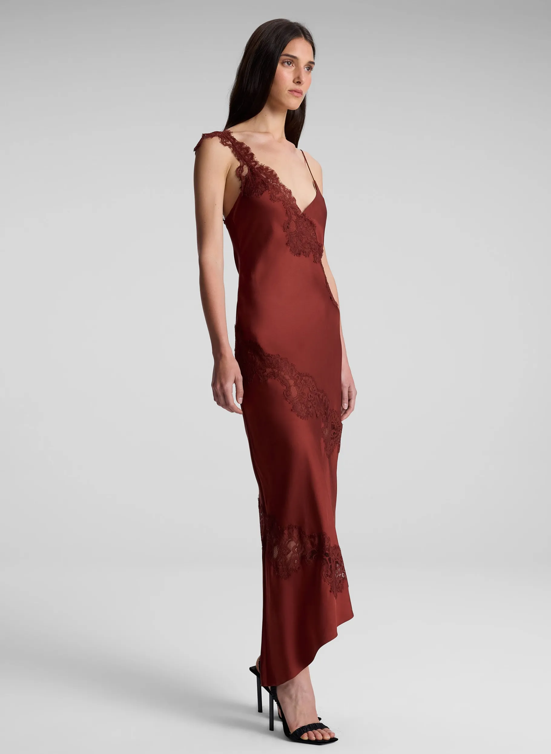 Women A.L.C. Dresses^Stella Satin And Lace Midi Dress