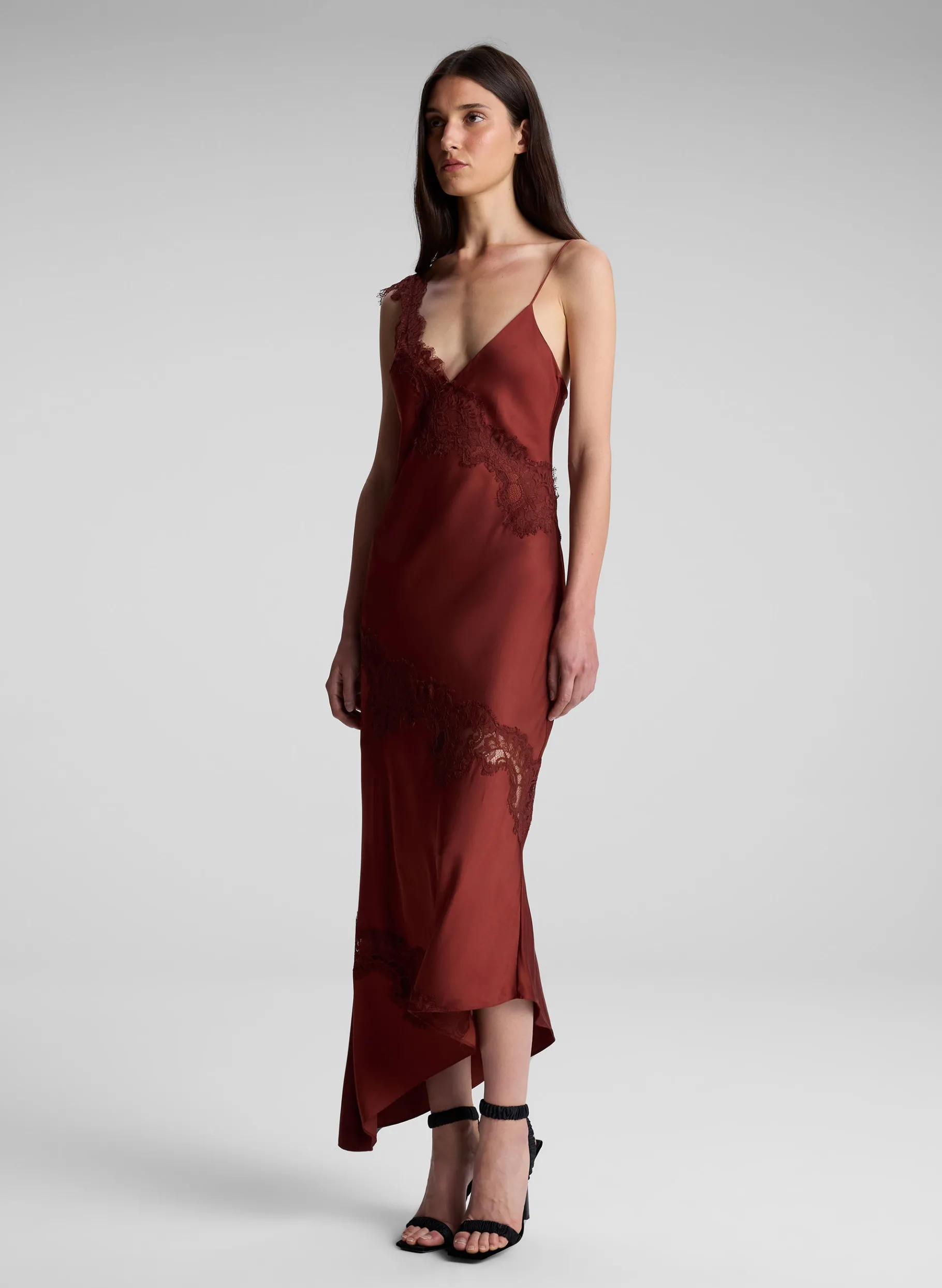 Women A.L.C. Dresses^Stella Satin And Lace Midi Dress